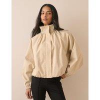 Nobody's Child Pure Cotton Balloon Sleeve Funnel Neck Jacket Beige