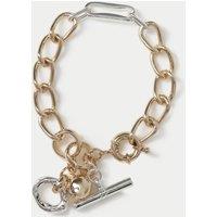 M&S Mixed Metal T-Bar Chain Bracelet Gold Mix