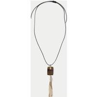 Autograph Natural Stone Tassel Necklace Brown