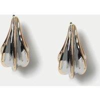 M&S Mixed MetalTear Drop Stud Earrings Silver