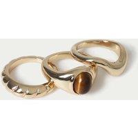 M&S 3 Pack Stone Set Rings Gold