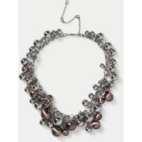 M&S Beaded Cluster Necklace Silver Mix