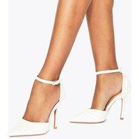 Kurt Geiger Fleur Embellished Stiletto Heel Court Shoes White