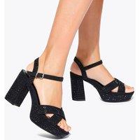 Kurt Geiger Sparkle Beaded Platform Block Heel Sandals Black