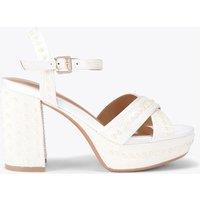 Kurt Geiger Beaded Platform Block Heel Sandals White