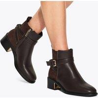 Kurt Geiger Buckle Strap Detail Block Heel Ankle Boots Brown