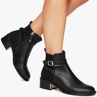 Kurt Geiger Buckle Strap Detail Block Heel Ankle Boots Black