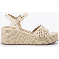 Kurt Geiger Woven Ankle Strap Flatform Wedge Sandals Beige