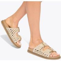 Kurt Geiger Woven Buckle Flat Footbed Sliders White