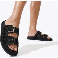 Kurt Geiger Woven Buckle Flat Footbed Sliders Black