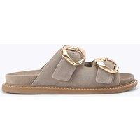 Kurt Geiger Statement Buckle Flat Footbed Sliders Taupe