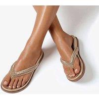 Kurt Geiger Sparkle Flat Footbed Flip Flops Gold