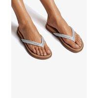 Kurt Geiger Sparkle Flat Footbed Flip Flops Silver