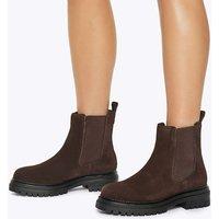 Kurt Geiger Leather Flat Round Toe Chelsea Boots Brown