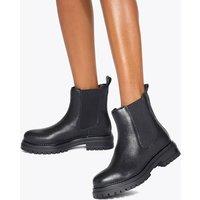 Kurt Geiger Leather Flat Round Toe Chelsea Boots Black