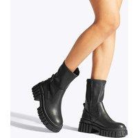 Kurt Geiger Block Heel Round Toe Sock Boots Black