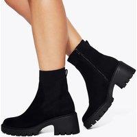 Kurt Geiger Faux Suede Block Heel Round Toe Ankle Boots Black