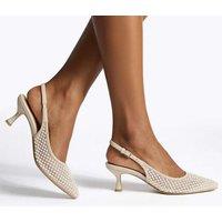 Kurt Geiger Tilly Kitten Heel Slingback Court Shoes Cream