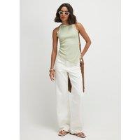 River Island Textured Halter Neck Vest Light Green