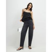 River Island Mid Rise Barrel Jeans Black
