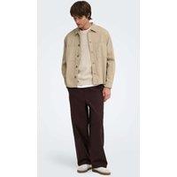 ONLY & SONS Cotton Rich Woven Relaxed Overshirt Beige