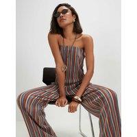 River Island Striped Wide Leg Trousers Orange Mix