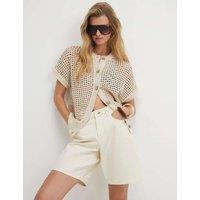 River Island Pure Cotton Button Through Knitted Waistcoat Gold