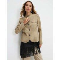 River Island Pure Cotton Striped Jacket Beige Mix
