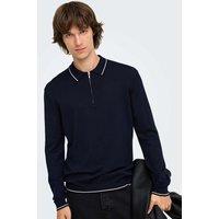 ONLY & SONS Tipped Half Zip Jumper Dark Blue