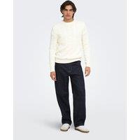 ONLY & SONS Denim Loose Fit Straight Leg Jeans Dark Blue Denim