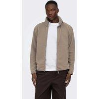 ONLY & SONS Fleece Zip Up Jacket Brown
