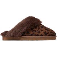 Clarks Leopard Print Faux Fur Lining Mule Slippers Multi