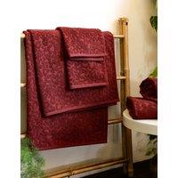 Rockett St George Pure Cotton Leopard Jacquard Towel Burgundy