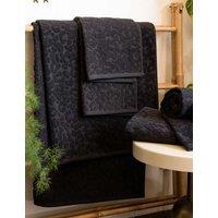 Rockett St George Pure Cotton Leopard Jacquard Towel Black