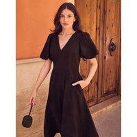 RO&ZO Cotton Rich Puff Sleeve Midaxi Dress Brown