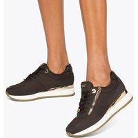 Kurt Geiger Lace Up Zip Detail Wedge Trainers Brown