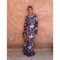 Never Fully Dressed Floral Maxi Skater Dress Burgundy Mix