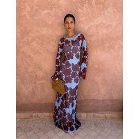 Never Fully Dressed Floral Maxi Skater Dress Burgundy Mix
