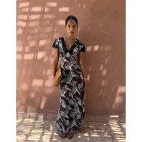 Never Fully Dressed Animal Print V-Neck Maxi Waisted Dress Brown Mix