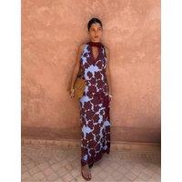 Never Fully Dressed Floral Lace Trim Maxi Slip Skirt Burgundy Mix