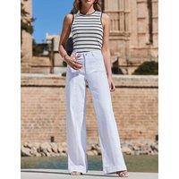 SOSANDAR Pintuck Detail Wide Leg Jeans White