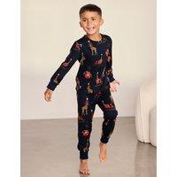 Chelsea Peers Family Christmas Giraffe Print Pyjama Set (6-16 Yrs) Navy Mix
