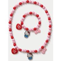 M&S Hello Kitty Charm Necklace and Bracelet Pink Mix