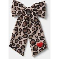 M&S Leopard Print Heart Embroidered Bow Brown