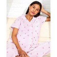 JoJo Maman Bb Maternity Pure Cotton Striped Pyjama Set Pink Mix