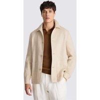 MOSS Linen Cotton Blend Twill Shacket Neutral