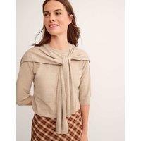 Monsoon Crew Neck Scarf Detail Jumper with Cotton Light Brown