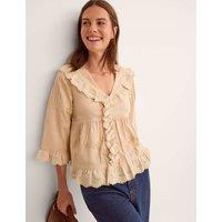 Monsoon Pure Cotton Embroidered Blouse Camel
