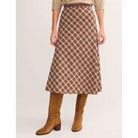 Monsoon Checked Lace Trim Midi A-Line Skirt Brown Mix