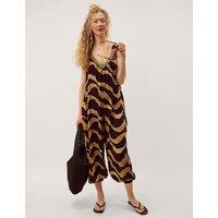Monsoon Printed Sleeveless Cropped Relaxed Jumpsuit Black Mix